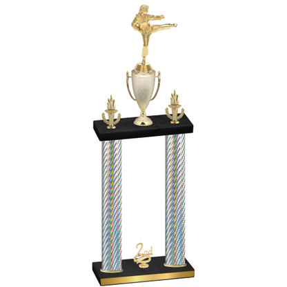 Double Silver Carbon Fiber Second Place Karate Trophy