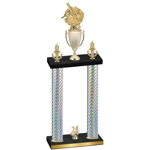 Double Silver Carbon Fiber Year Baseball Trophy