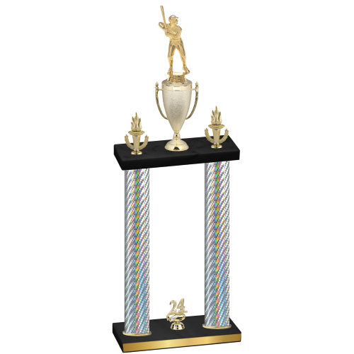 Double Silver Carbon Fiber Year Baseball Trophy