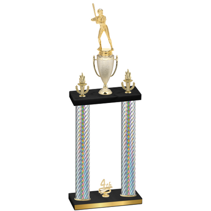 Double Silver Carbon Fiber Fourth Place Softball Trophy