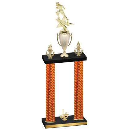 Double Orange Carbon Fiber First Place Football Trophy