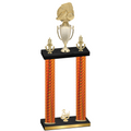 Double Orange Carbon Fiber Third Place Soccer Trophy