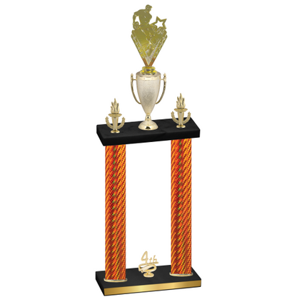 Double Orange Carbon Fiber Fourth Place Rugby Trophy