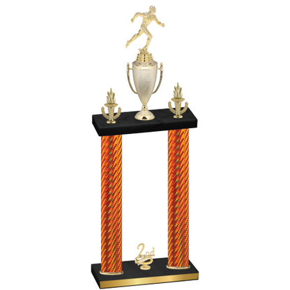 Double Orange Carbon Fiber Second Place Running Trophy