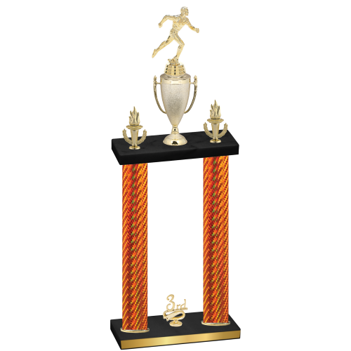 Double Orange Carbon Fiber Third Place Running Trophy