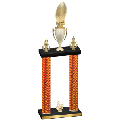 Double Orange Carbon Fiber Third Place Football Trophy