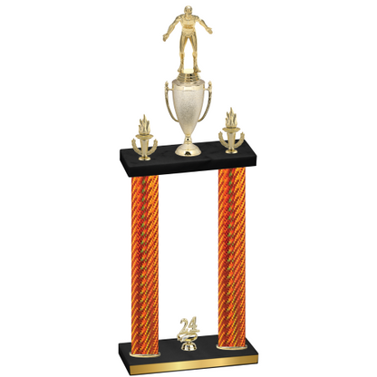 Double Orange Carbon Fiber Year Wrestling Trophy