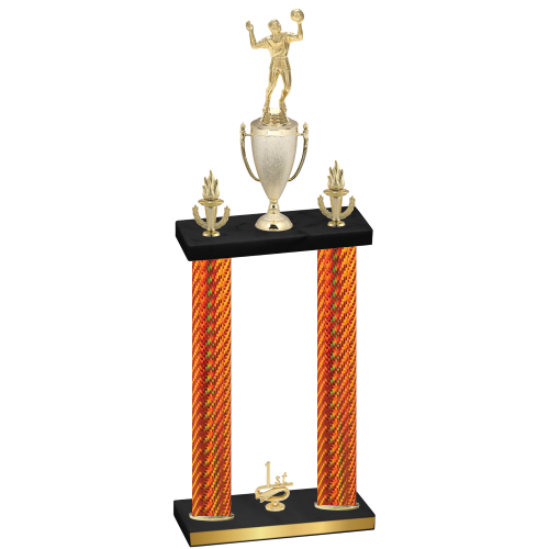 Double Orange Carbon Fiber First Place Volleyball Trophy
