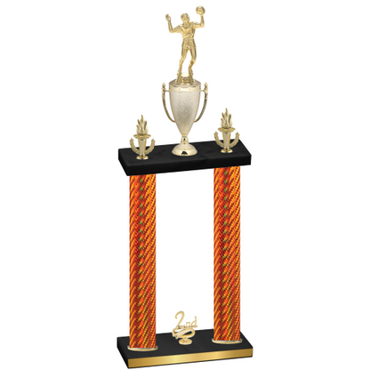 Double Orange Carbon Fiber Second Place Volleyball Trophy