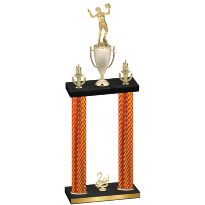 Double Orange Carbon Fiber Second Place Volleyball Trophy