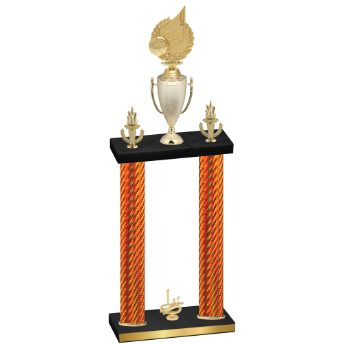 Double Orange Carbon Fiber First Place Volleyball Trophy
