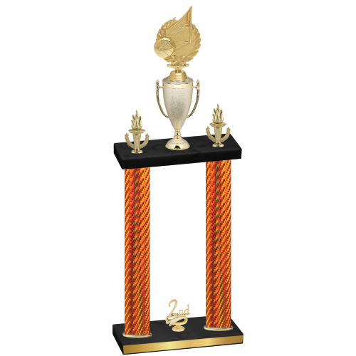 Double Orange Carbon Fiber Second Place Volleyball Trophy