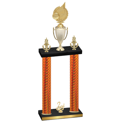 Double Orange Carbon Fiber Second Place Volleyball Trophy