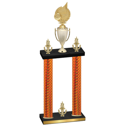 Double Orange Carbon Fiber Victory Volleyball Trophy