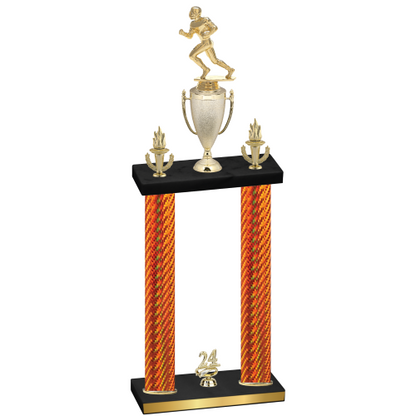 Double Orange Carbon Fiber Year Football Trophy
