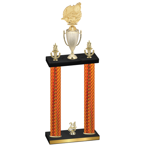 Double Orange Carbon Fiber Year Swimming Trophy