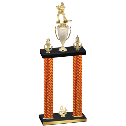 Double Orange Carbon Fiber Fourth Place Hockey Trophy