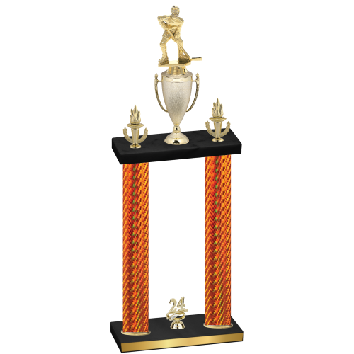 Double Orange Carbon Fiber Year Hockey Trophy