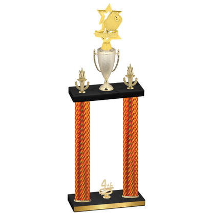 Double Orange Carbon Fiber Fourth Place Pickleball Trophy
