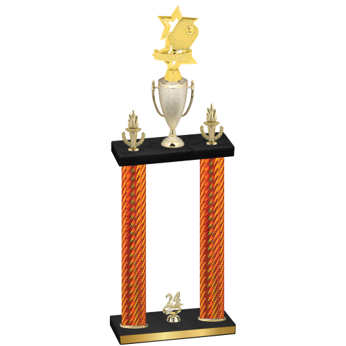 Double Orange Carbon Fiber Year Pickleball Trophy
