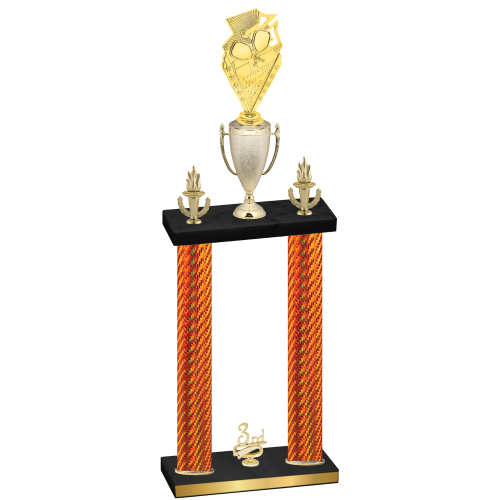 Double Orange Carbon Fiber Third Place Pickleball Trophy