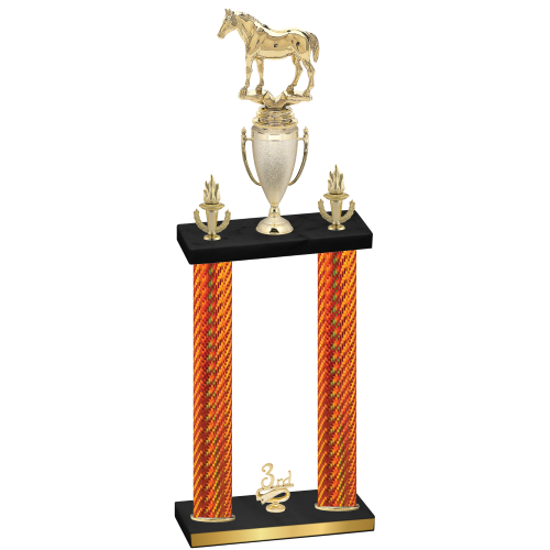 Double Orange Carbon Fiber Third Place Horses Trophy