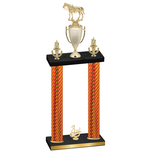 Double Orange Carbon Fiber Third Place Horses Trophy