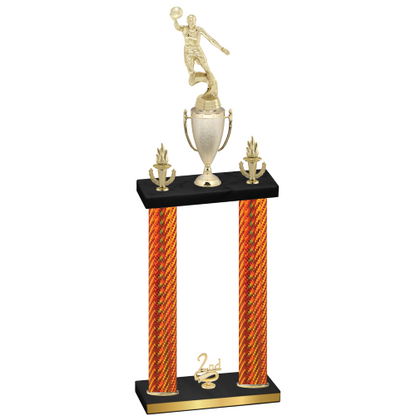 Double Orange Carbon Fiber Second Place Basketball Trophy