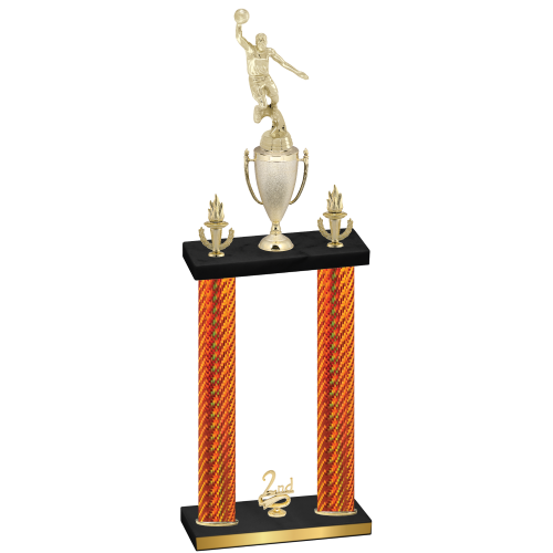 Double Orange Carbon Fiber Second Place Basketball Trophy
