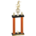 Double Orange Carbon Fiber Third Place Flag Football Trophy