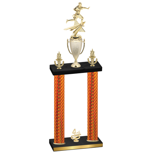 Double Orange Carbon Fiber Fourth Place Flag Football Trophy
