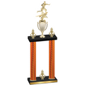 Double Orange Carbon Fiber Victory Flag Football Trophy