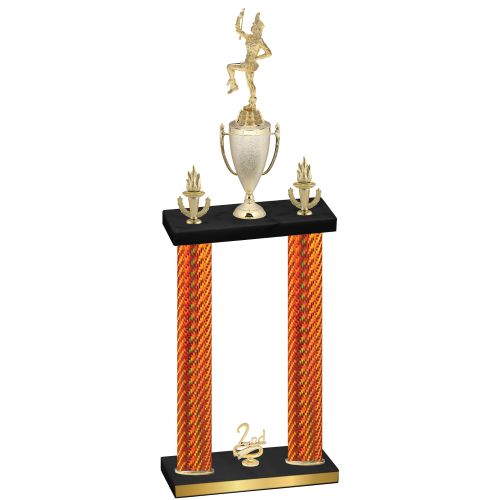 Double Orange Carbon Fiber Second Place Majorette Trophy