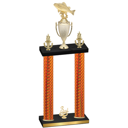 Double Orange Carbon Fiber Third Place Fishing Trophy