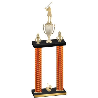 Double Orange Carbon Fiber First Place Golf Trophy