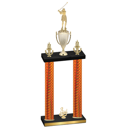 Double Orange Carbon Fiber Third Place Golf Trophy