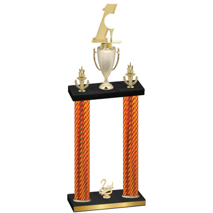 Double Orange Carbon Fiber Second Place Golf Trophy