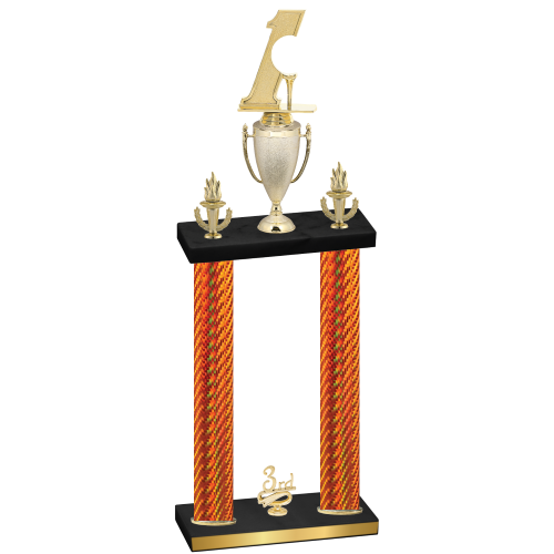 Double Orange Carbon Fiber Third Place Golf Trophy