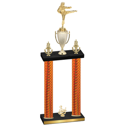 Double Orange Carbon Fiber Third Place Karate Trophy