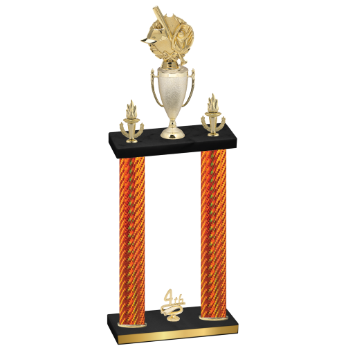 Double Orange Carbon Fiber Fourth Place Baseball Trophy