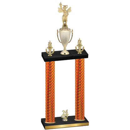 Double Orange Carbon Fiber Year Academics Trophy