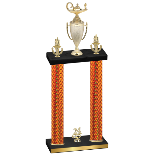 Double Orange Carbon Fiber Year Academics Trophy