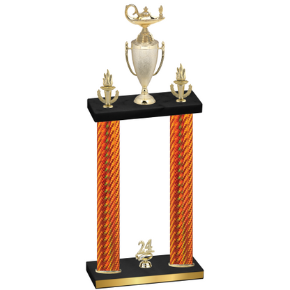 Double Orange Carbon Fiber Year Academics Trophy