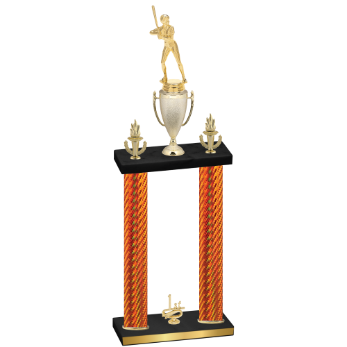 Double Orange Carbon Fiber First Place Softball Trophy