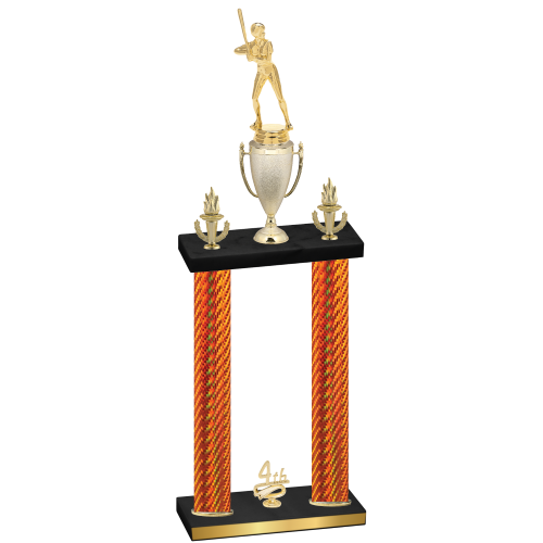 Double Orange Carbon Fiber Fourth Place Softball Trophy