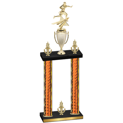 Double Orange Glacier Victory Flag Football Trophy