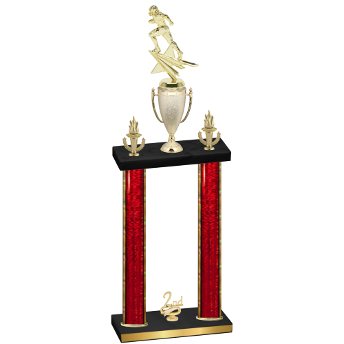 Double Red Glacier Second Place Football Trophy