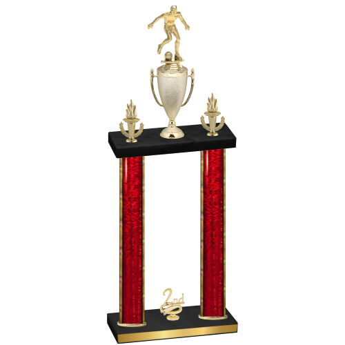 Double Red Glacier Second Place Soccer Trophy
