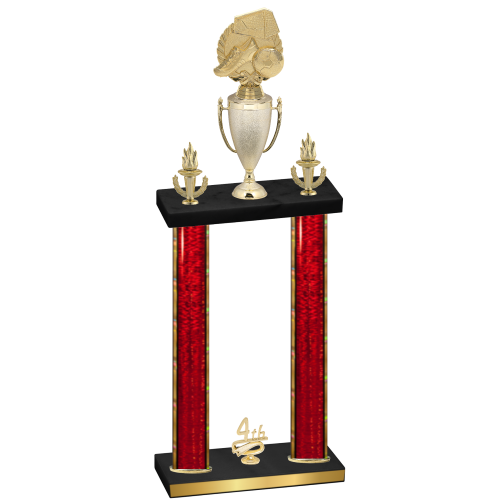 Double Red Glacier Fourth Place Soccer Trophy