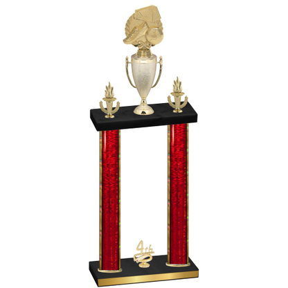 Double Red Glacier Fourth Place Soccer Trophy